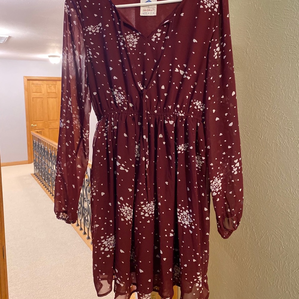 Red dress with white heart designs